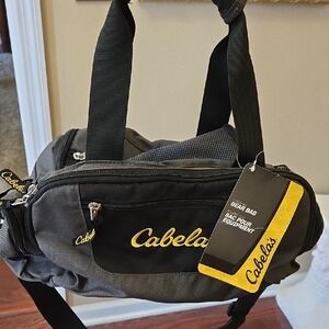 Cabela's Black Gray Weather Resist Gear Bag Sz 16"Lx10'Wx8"H 5 Pockets Nylon NEW